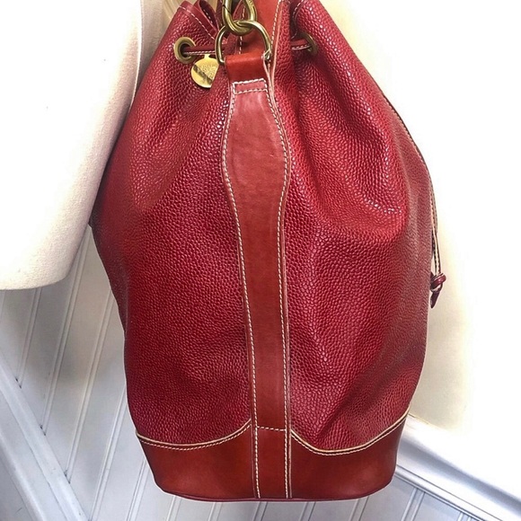 MULBERRY Red Scotchgrain Caviar Leather Drawstring Bucket Crossbody Shoulder Bag - Picture 7 of 17